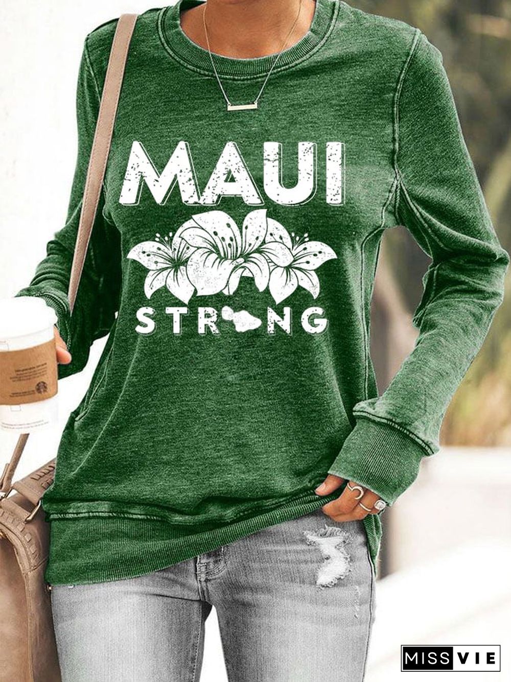 Maui Strong Crew Neck Casual Sweatshirt