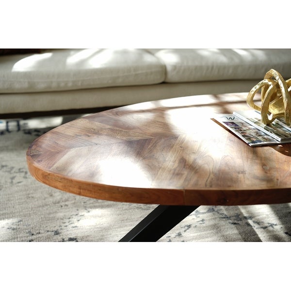 Posh Pollen Anton Oval Reclaimed Wood Coffee Table