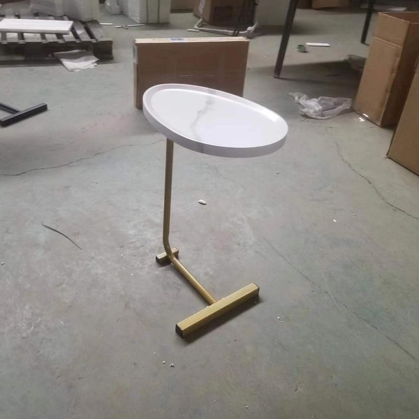 Oval Side Table Small Sofa Table with Metal Material and Steel Material and MDF End Table Living Room Center Table