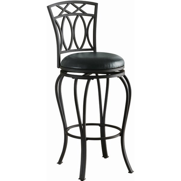 Timeless Design Metal Framed Black Upholstered Swivel Bar Stool