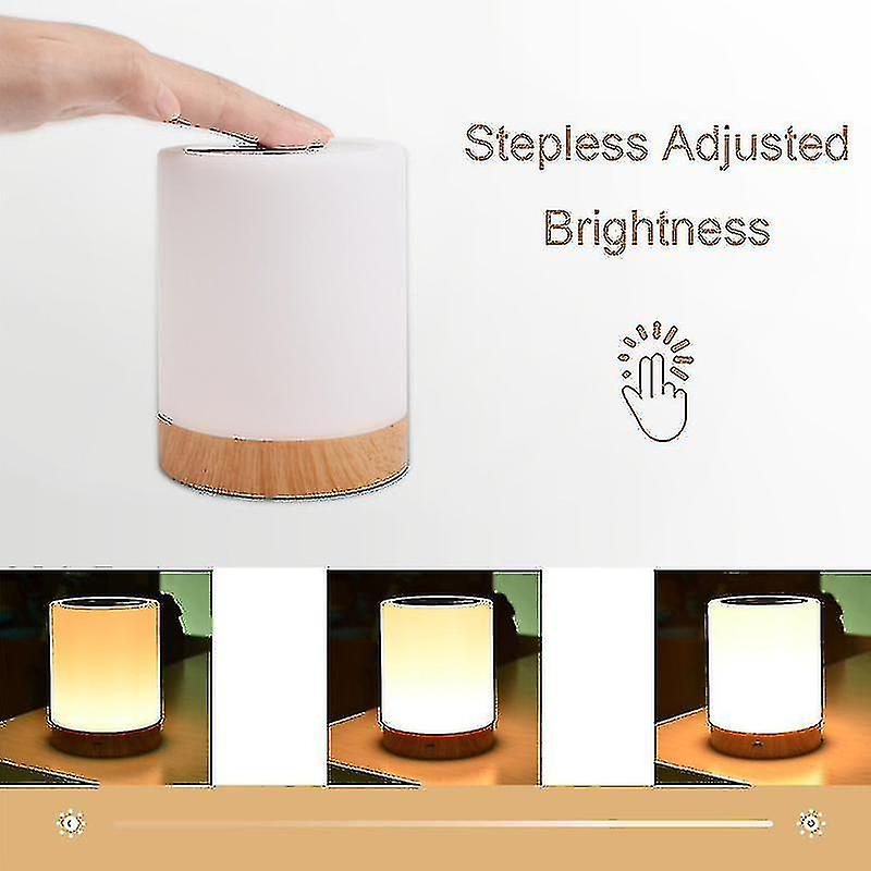 Dimmable Led Colorful Creative Wood Grain Charging Night Light Bedside Table Lamp Atmosphere Light