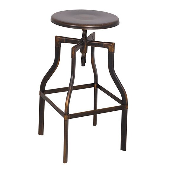 Xena Brown Steel Adjustable Swivel Stool