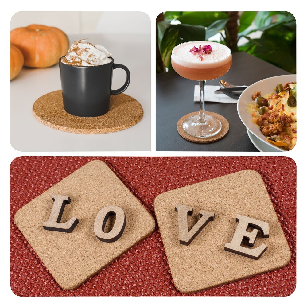 Cork Coasters Square Wooden Trivet Drinks Mats for Home Bar 12Pcs