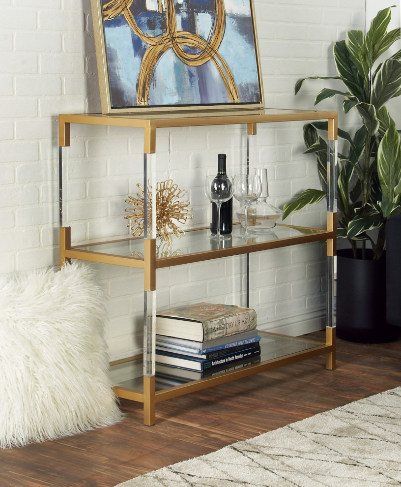 Contemporary Gold Metal Console Table 56934   Contemporary   Console Tables   by Brimfield  ampMay  Houzz