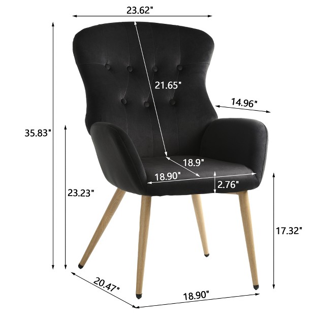 Modern Tufted Button Wing Back Accent Chair With Metal Legs Modernluxe