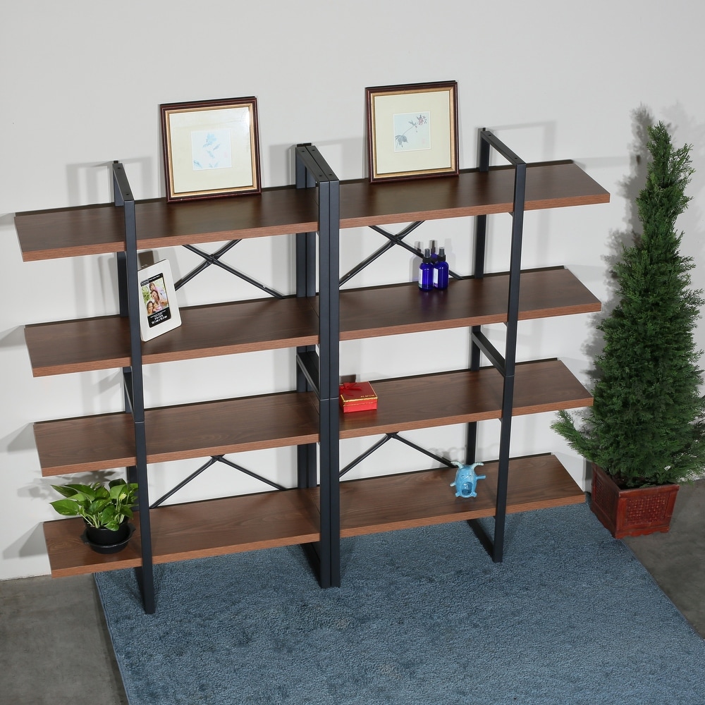 8 Tier and 8 Open Wider Metal Frame and Industrial Wood Etagere Bookcase   70.87*56.69*13 inches