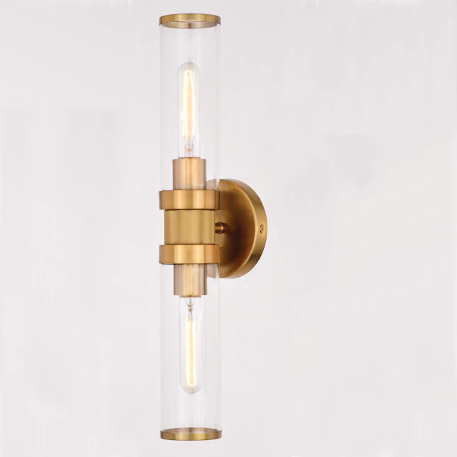 VAXCEL W0390 Levitt 19.25-in 2-Light Satin Brass Modern/Contemporary Vanity Light Bar