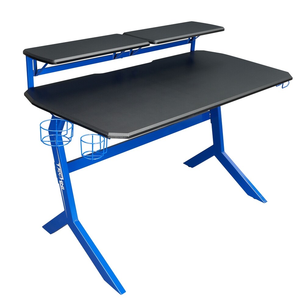 Dual Monitor Accommodating Desk with Elevated and Removable Stable Dual Shelves