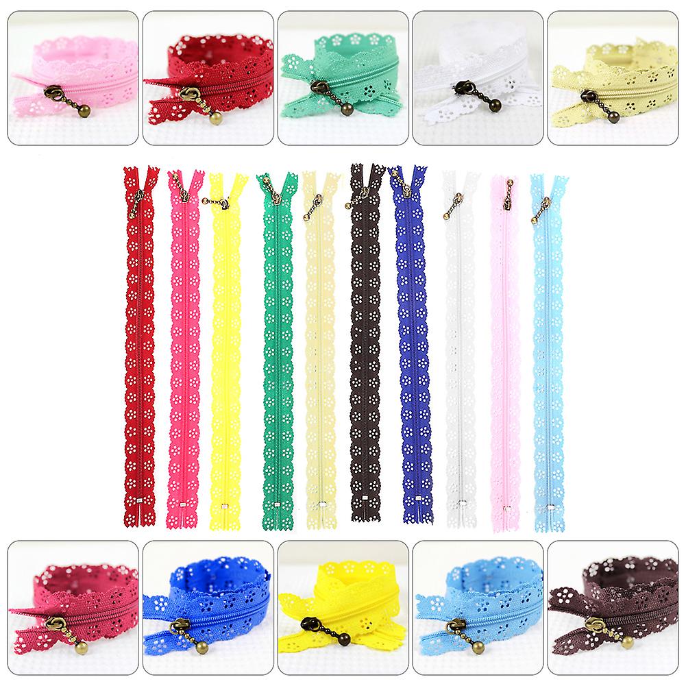 10pcs Lace Zipper Mixed Style Bud Silk Shape No.3 Nylon Sewing Clothing Accessories 25cm