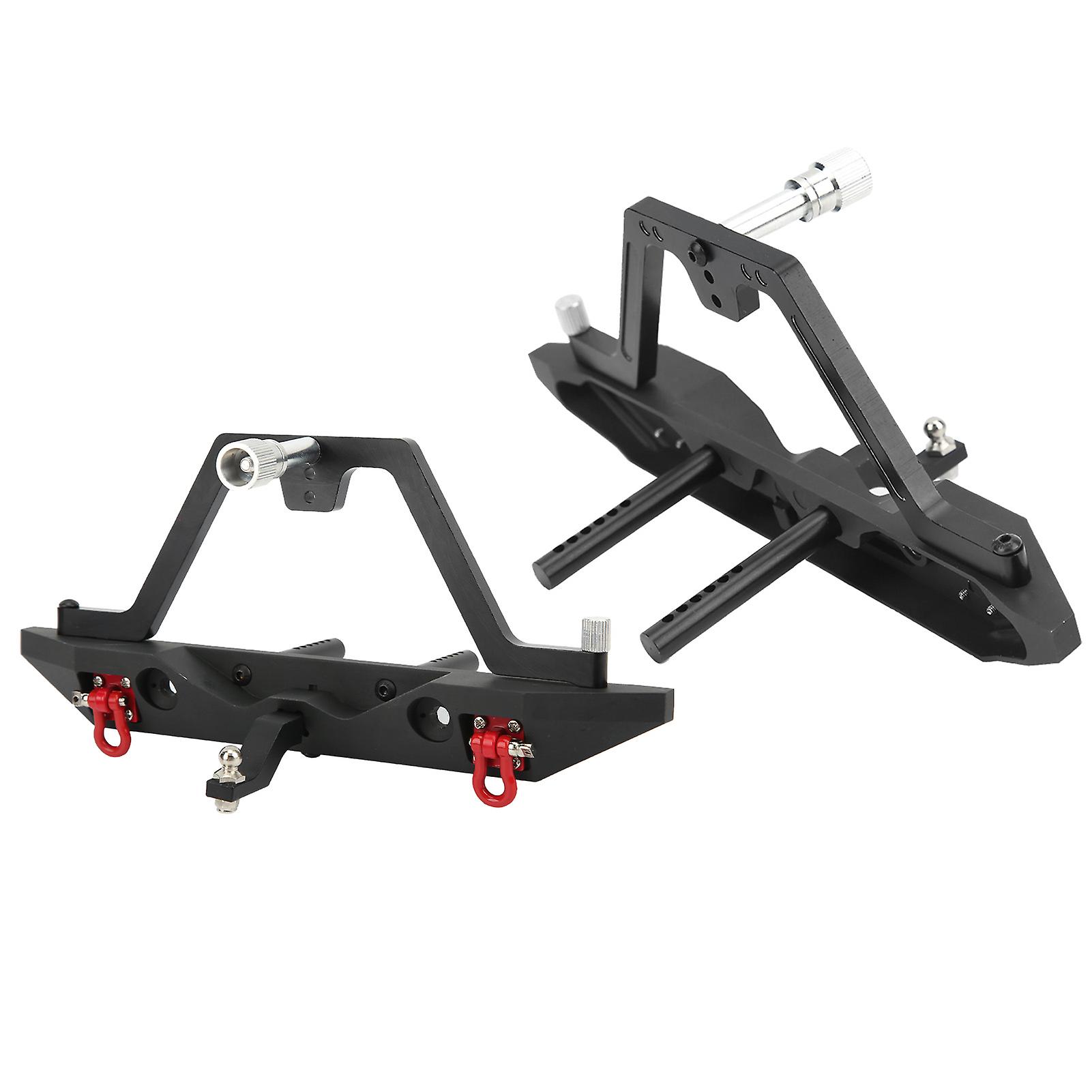 Rc Aluminum Alloy Front Rear Bumper With Led Light For Trx4/scx10 90046 90047 1/10 Rc Carblack