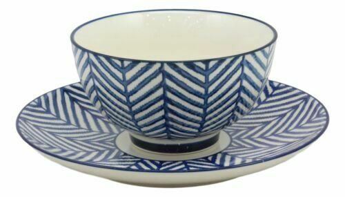 1 Blue Zig Zag Pattern Contemporary Designer Ceramic Dinnerware Bowl Mug Plate Set EBR02