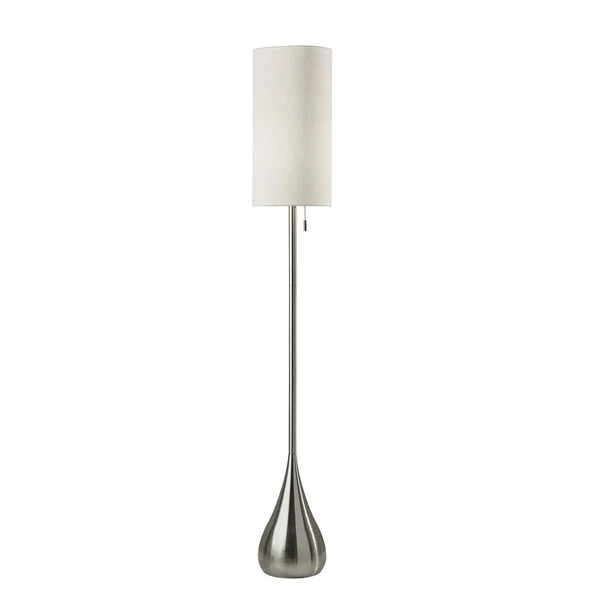 Porch and Den Atlanta Brushed Steel/ White Shade Teardrop Base Floor Lamp