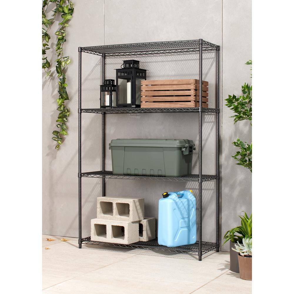 TRINITY PRO Black 4-Tier Steel Wire Garage Storage Shelving Unit (48 in. W x 72 in. H x 18 in. D) TBFPBA-0923