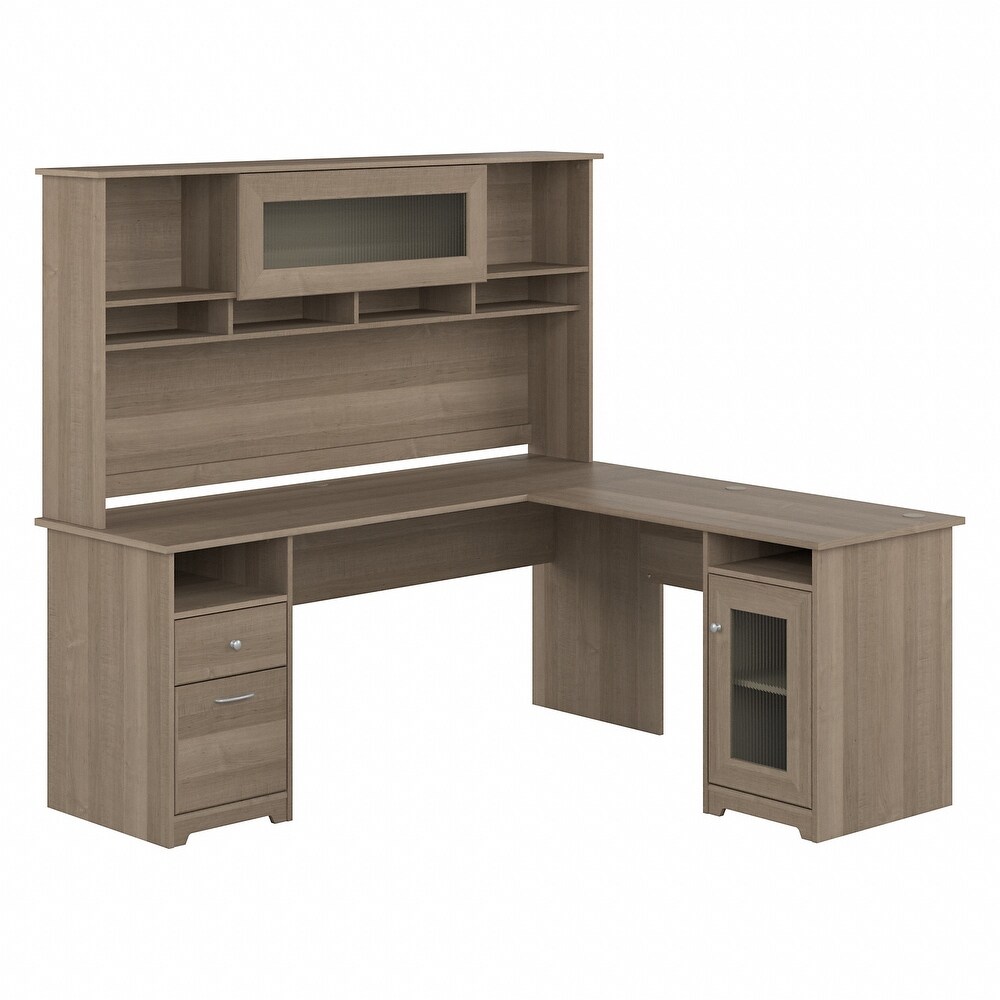 Cabot 72W L Shaped Desk with Hutch and Storage by Bush Furniture