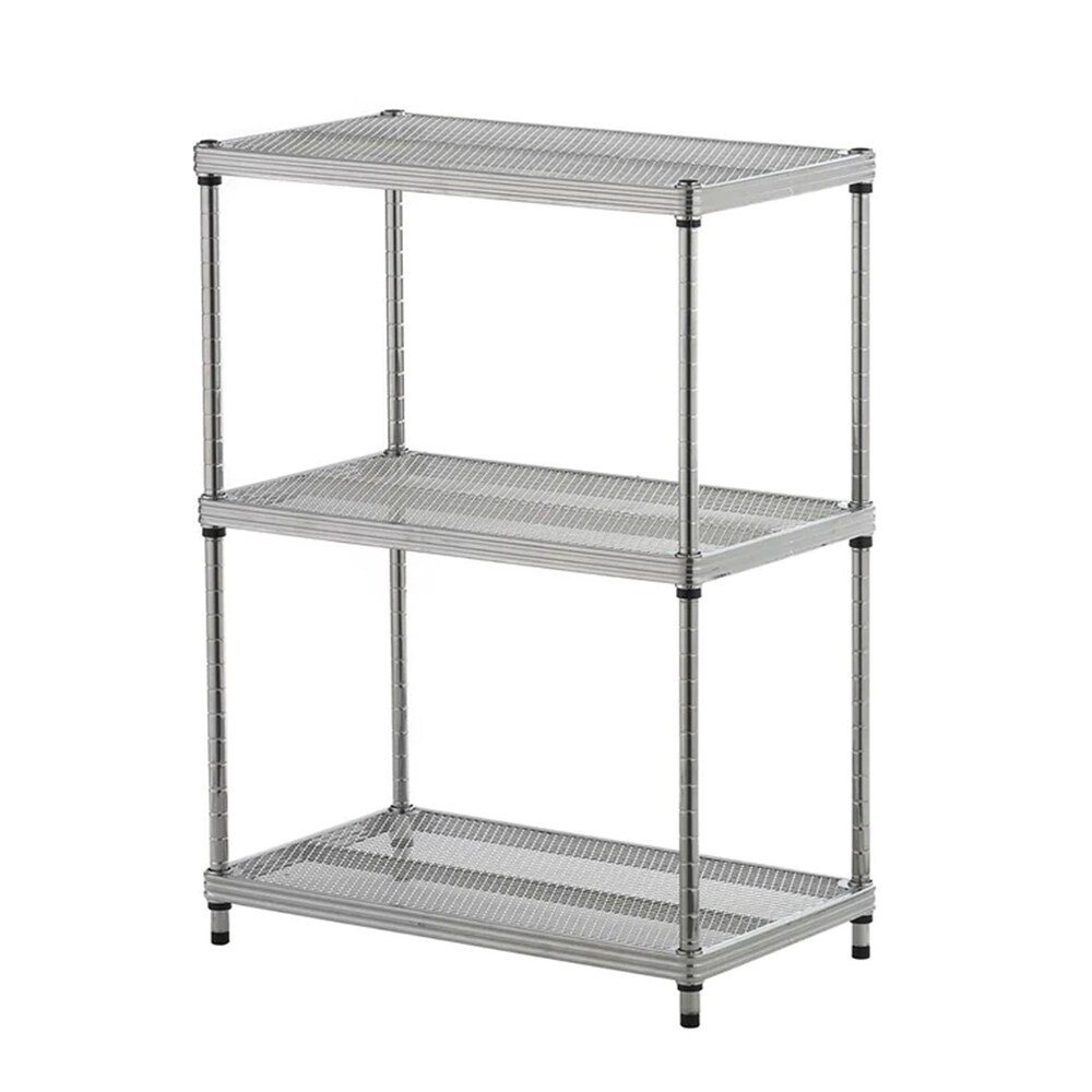 Design Ideas MeshWorks 3 Tier Full Size Metal Storage Shelving Unit Rack  Silver   12