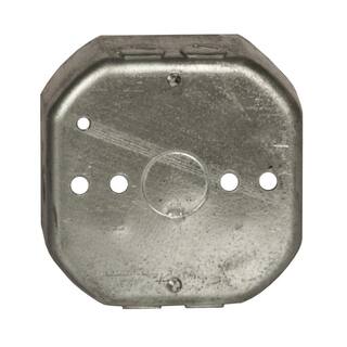 RACO 4 in. W x 1-12 in. D Steel Metallic Drawn Octagon Box with Three 12 in. KO's and ACMCFlex Clamps 1-Pack 153