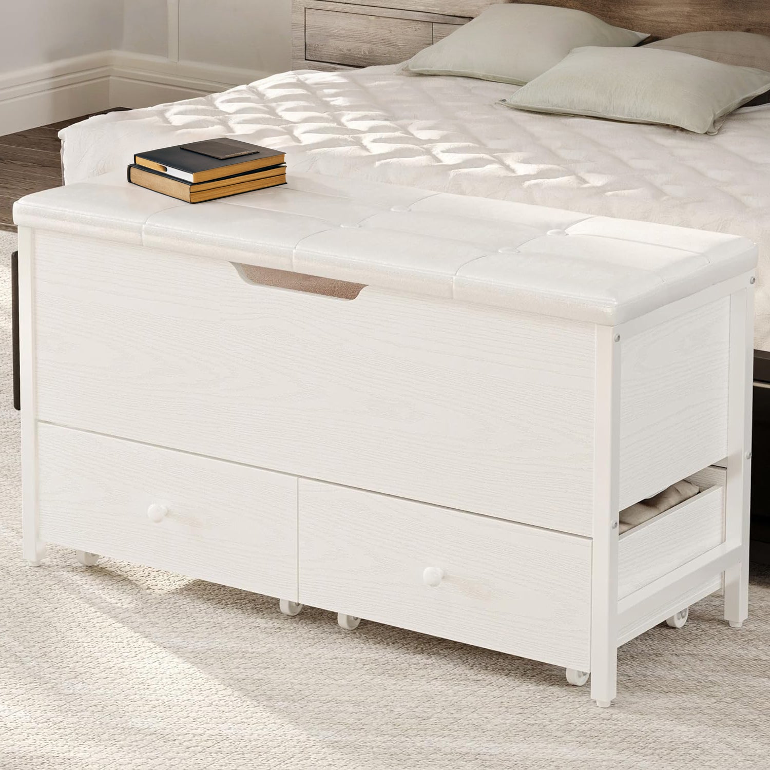 Shoe Storage Bench with Flip Top Toy Box and Drawers