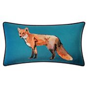 Edie@Home Watercolor Fox Print with Ribbon Embroidery Throw Pillow