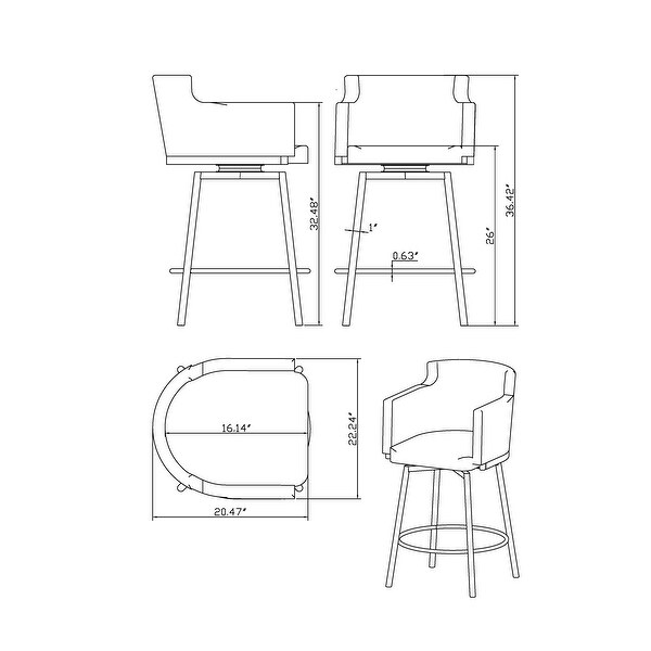 Somette Modern Club Counter Stool with Memory Swivel， Black