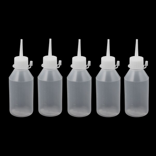 YH-2L Plastic Kitchen Laboratory Squeeze Bottle Dispenser 100ML 5 Pcs - White， Clear