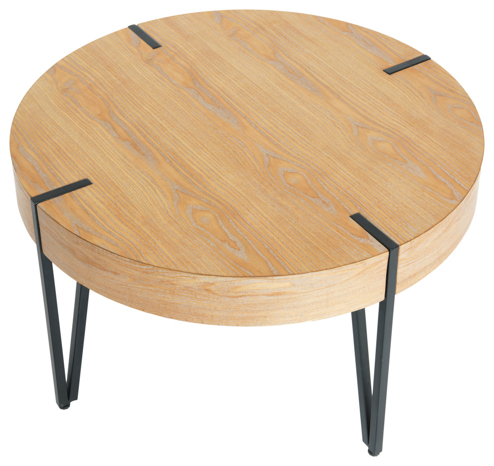 Wood Round Coffee Table   Industrial   Coffee Tables   by Creative Co op  Houzz