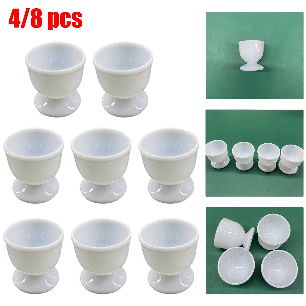 Sufanic 4Pcs Porcelain Soft Hard Boiled Egg Cup Holder Stand Set for Kitchen Breakfast，White