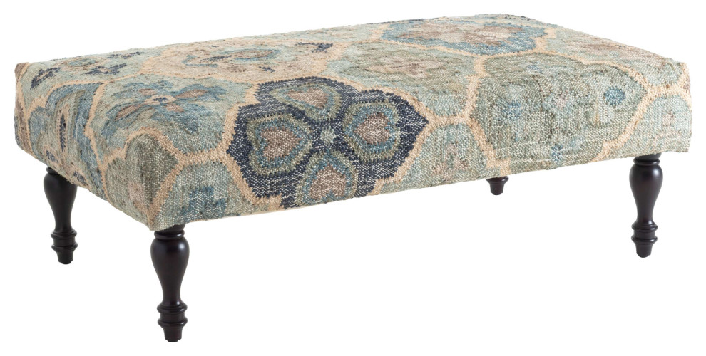 Pali Blue Rug Ottoman   Mediterranean   Footstools And Ottomans   by Annie Selke  Houzz