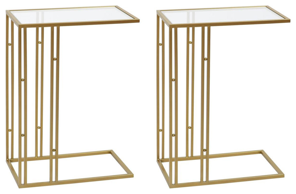 Antique Gold End or Side Table  Clear Glass   Contemporary   Side Tables And End Tables   by Lighting New York  Houzz