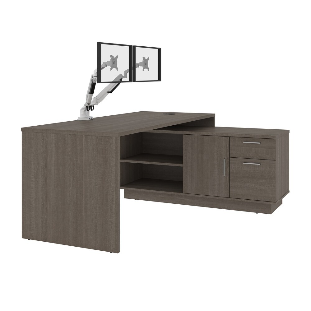 BESTAR Equinox 72W L Shaped Desk with Monitor Arms
