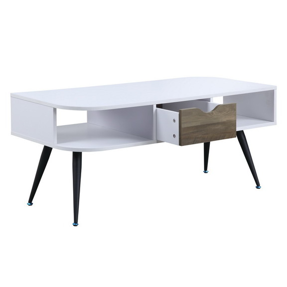 ACME Halima Coffee Table  White   Black Finish LV0...