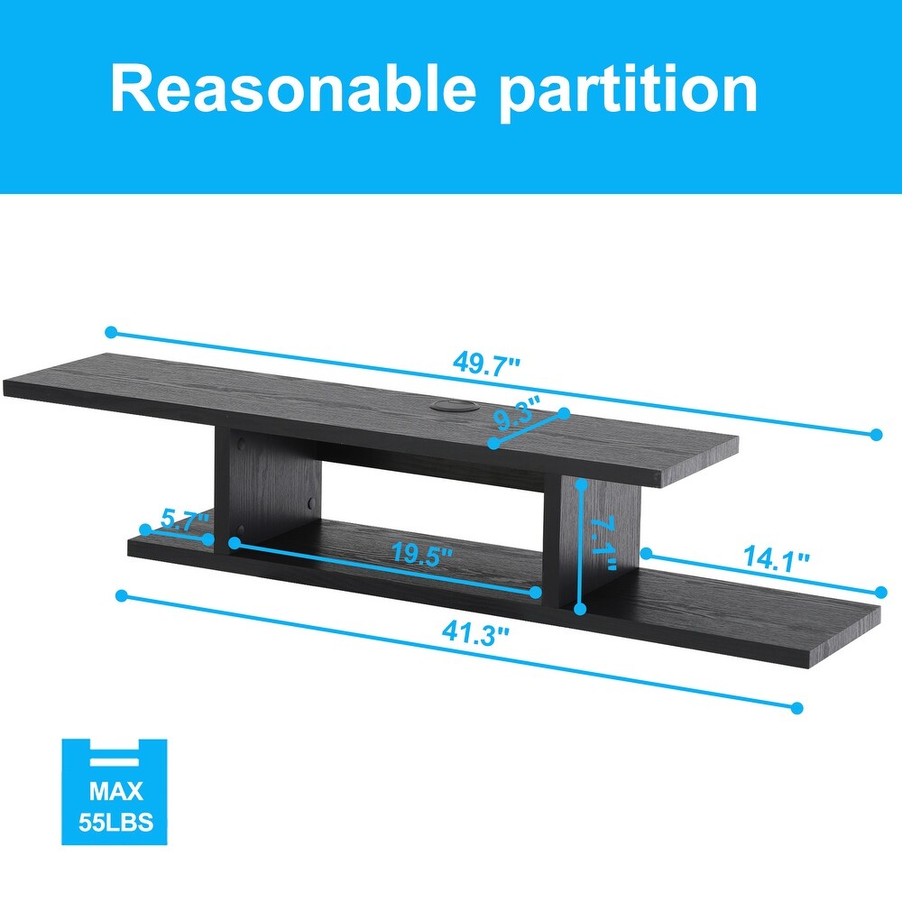 Floating Wall Mounted TV Stand Component Shelf   49.7