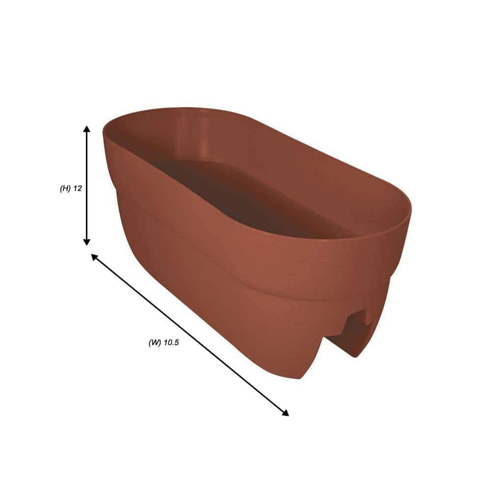 Emsco Bloomers Series 24 in. W x 12 in. H Terra Cotta Resin Deck and Porch Rail Planter 2441-1