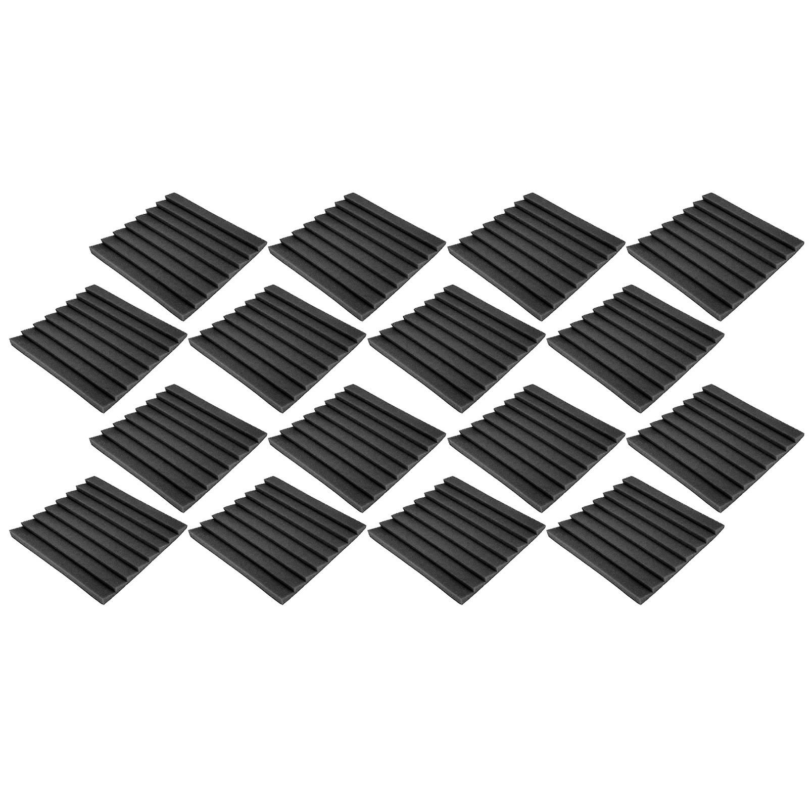 12pcs Soundabsorption Panels 8 Grooves Triangle Acoustic Foam Sound Proof Material(black )