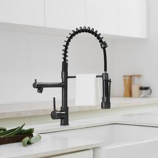 Fapully Single-Handle Pull-Down Sprayer Kitchen Faucet Single Hole Deck Mounted in Oil Rubbed Bronze FA-1018ORB