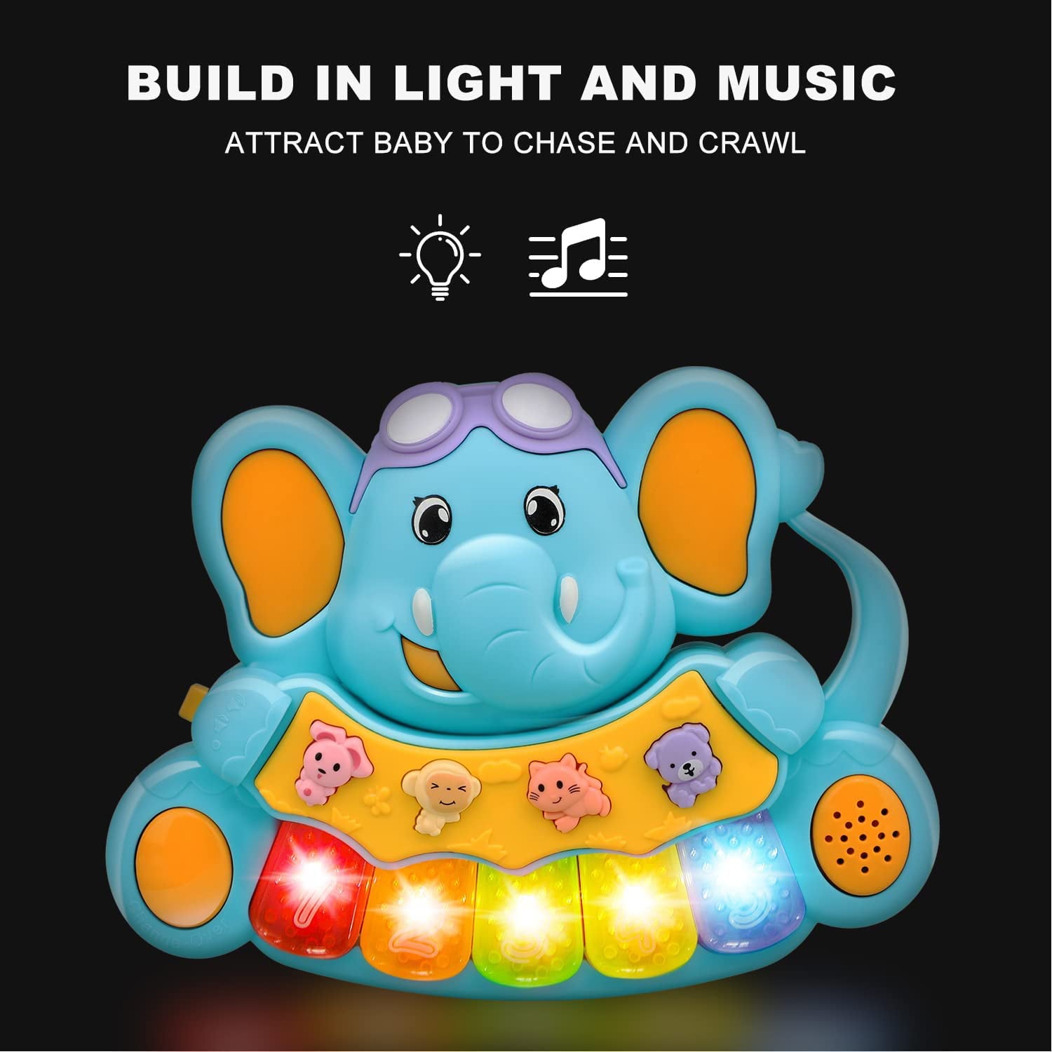 TOY Life Baby Piano Toys， Baby Toys 0 3 6 12 18 Months， Elephant Infant Toys， Newborn Baby Musical Toys， Light Up Toys for Boys Girls Toddlers， Baby Gifts for 0 3 6 12 18 Months， Baby Einstein Piano T