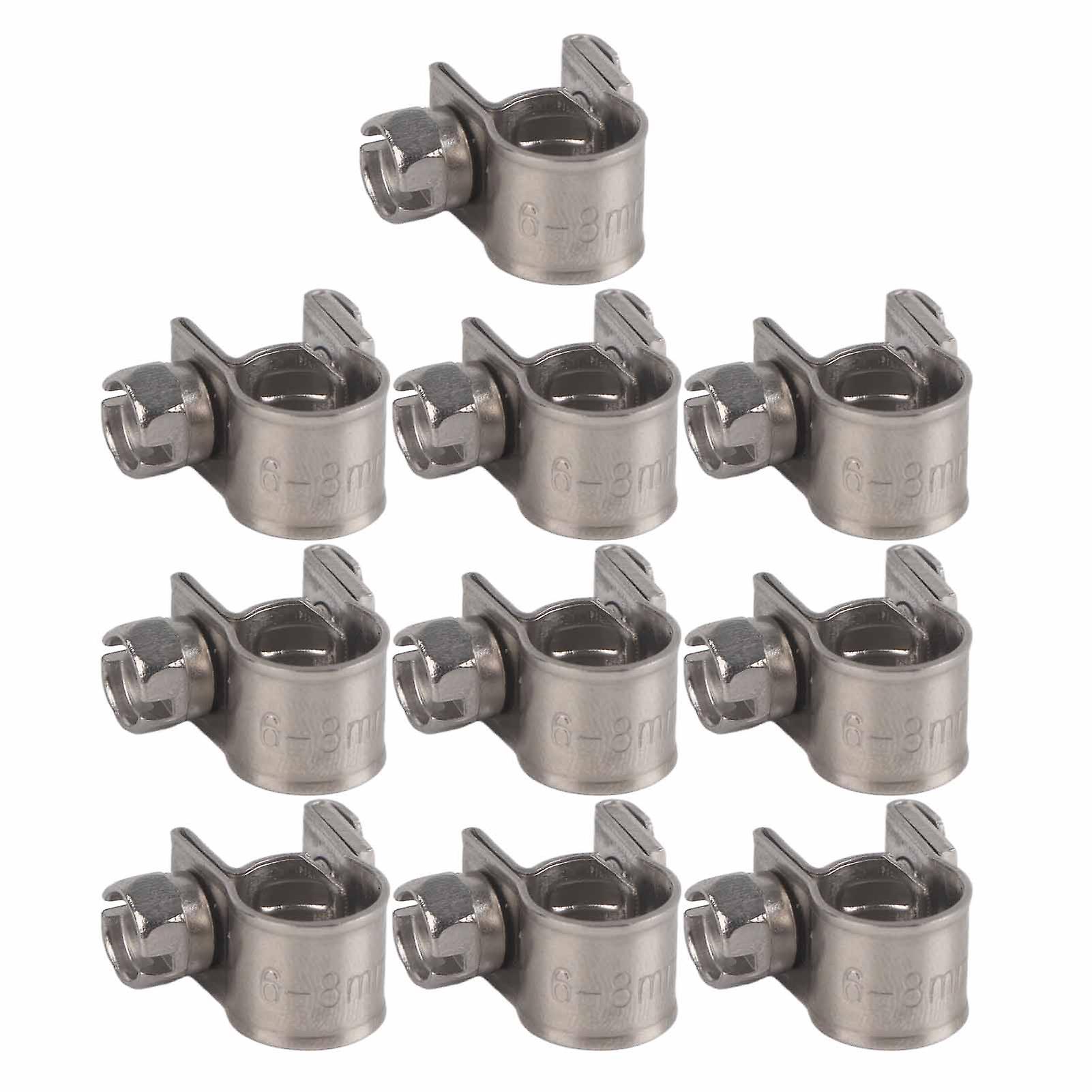 10pcs Stainless Steel Mini Fuel Line Pipe Hose Clamp Clip 6mm20mm Optional Size