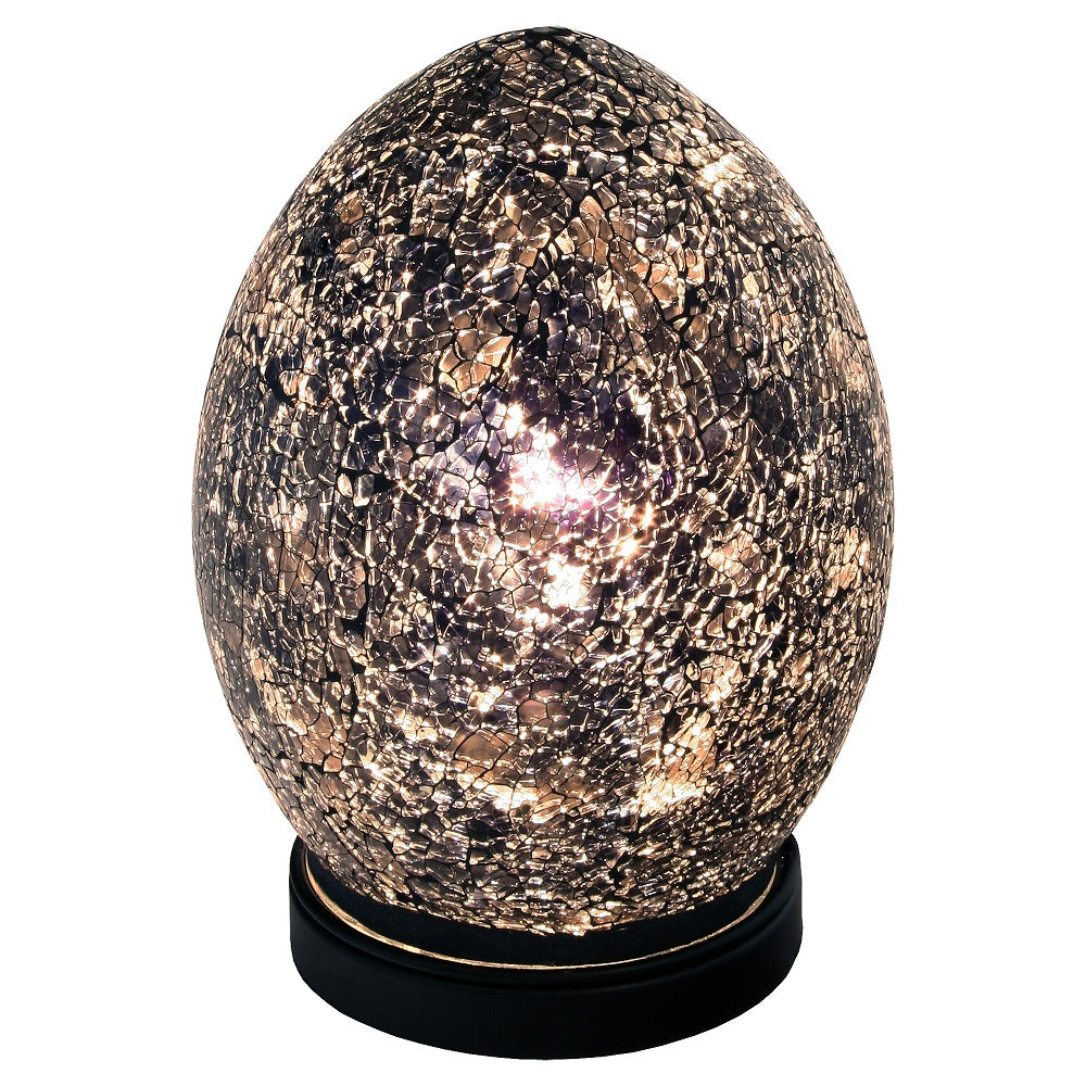 Febland LM77B Black Mosaic Glass Vintage Egg Table Lamp 20cm