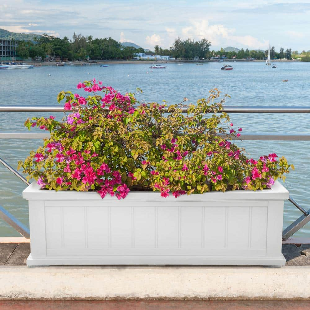 Mayne Cape Cod 36 in. x 11 in. Self-Watering White Polyethylene Window Box 4840-W