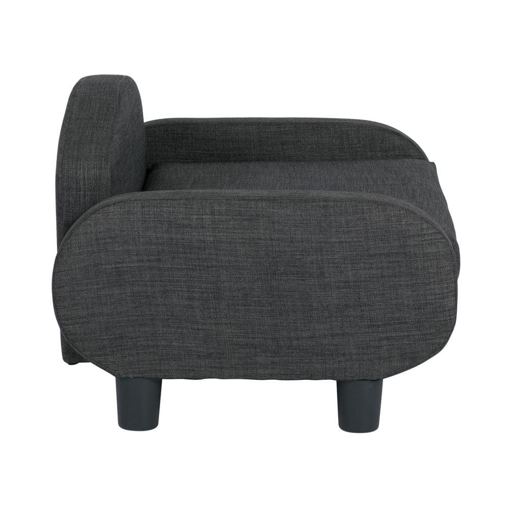 Paws & Purrs 31.5 in. Modern Pet Sofa for Small to Medium Dog or Cat in Dark Gray Finish with Removable/Washable Mattress Bed 61013