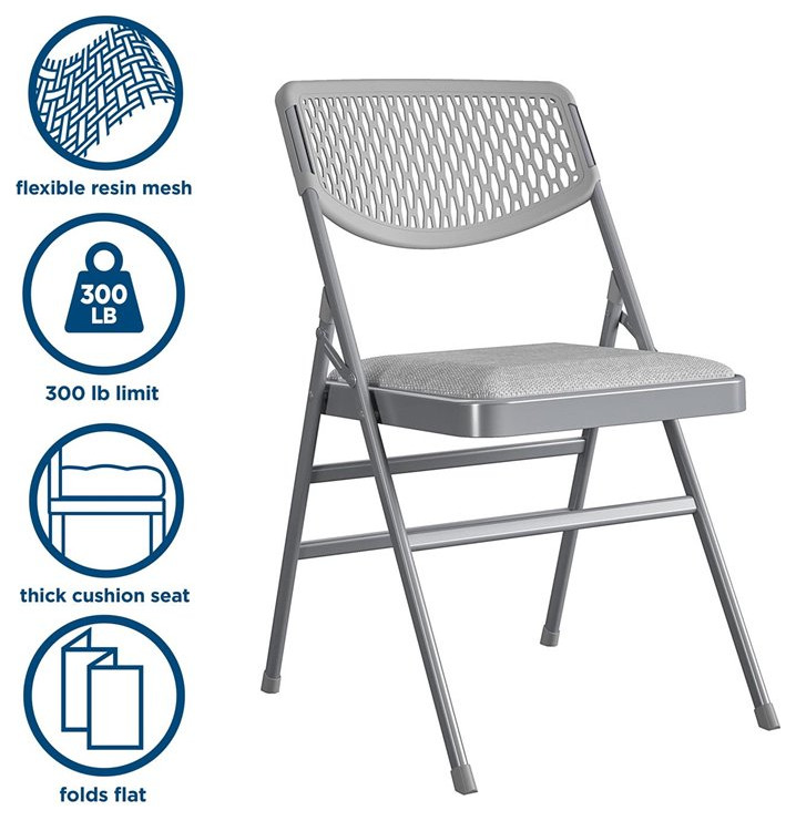 COSCO Ultra Comfort Commercial Folding Chair in Gray (4 pack)   Contemporary   Folding Chairs And Stools   by Homesquare  Houzz