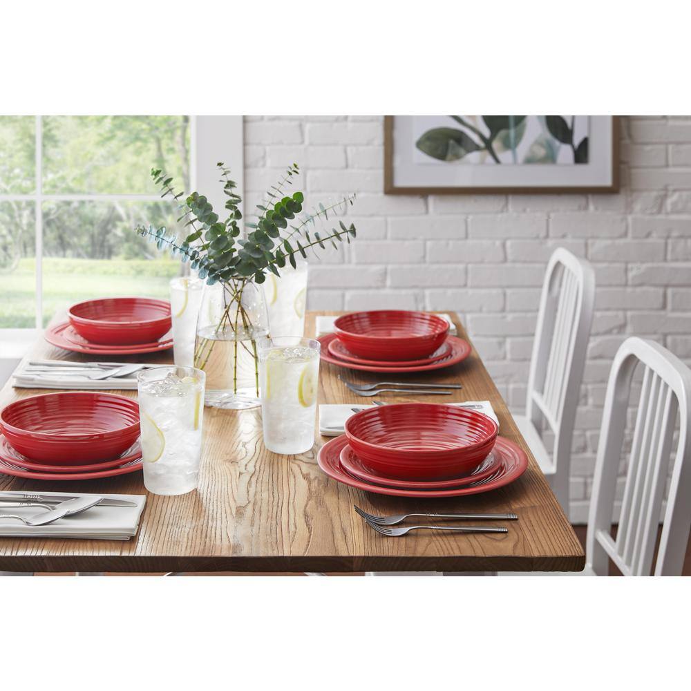 StyleWell Taryn Melamine Dinner Plates in Ribbed Chili Red (Set of 6) FF5881CHI