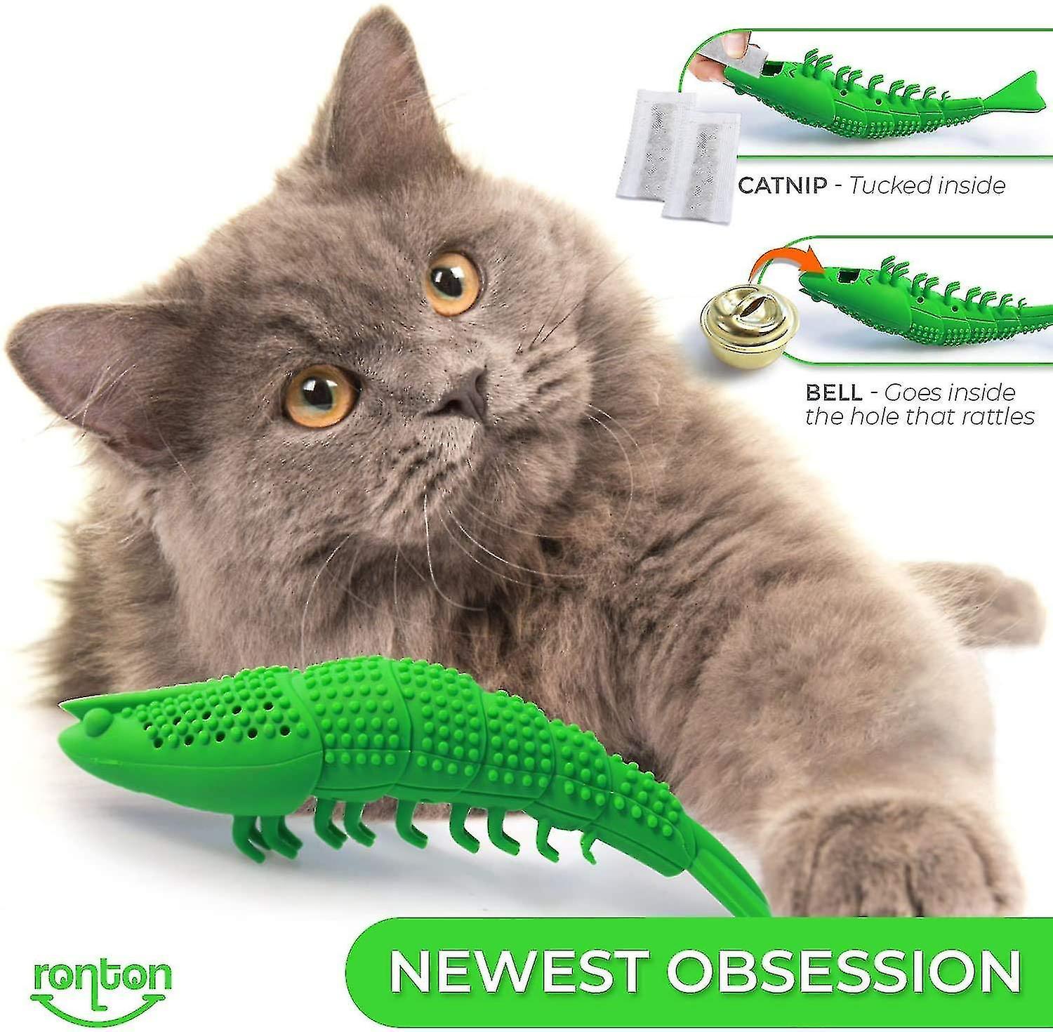 Cat Toothbrush Catnip Toy - Durable Hard Rubber - Cat Dental Care， Cat Interactive Toothbrush Chew T