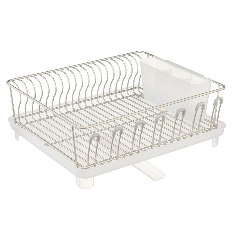 mDesign Large Kitchen Dish Drying Rack with Swivel Spout， 3 Pieces