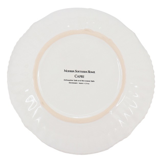 Gibson Modern Southern Home 6 Piece 9 Inch Stoneware Embossed Dinner Bowl Set In White