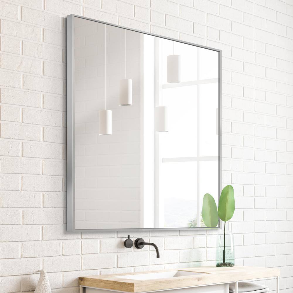 Deco Mirror 30 in. W x 36 in. H Framed Rectangular Bathroom Vanity Mirror in Bright chrome 8431