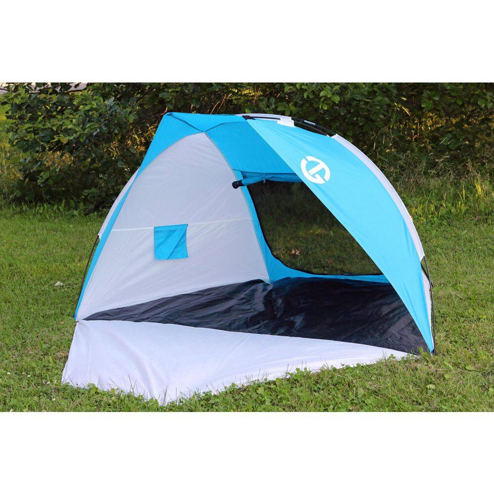 Tahoe Gear Cruz Bay Summer Sun Shelter and Beach Shade Tent Canopy Blue and White TGT-CRUZBAY-2-B