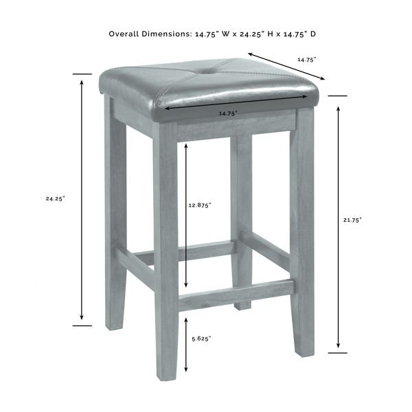 Julia Stainless Steel Top Island W/Uph Square Stools