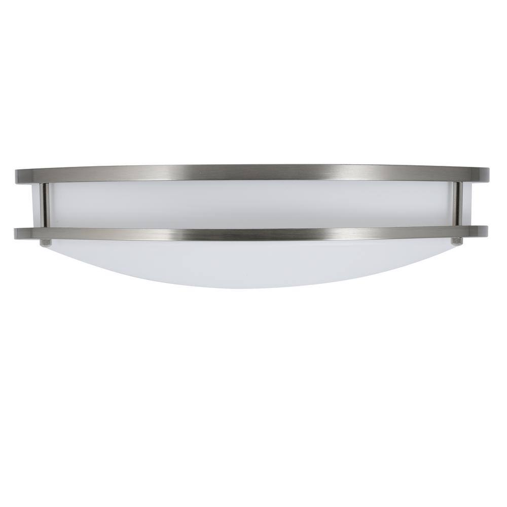 Commercial Electric 16 in. Smart Round RGB Color Selectable LED Brushed Nickel Flush Mount Powered by Hubspace DC016LEDHUB