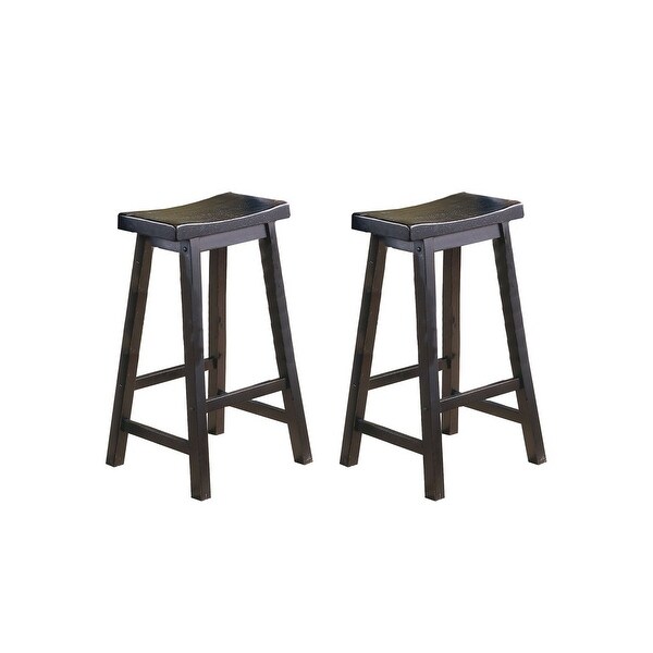 Gering Wood Saddle Seat Pub Height Barstool (Set of 2)， 29