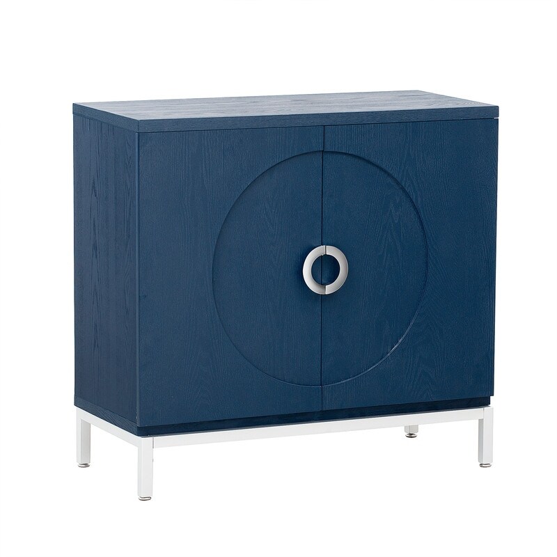 Simple Storage Cabinet with Solid Wood Veneer and Metal Leg